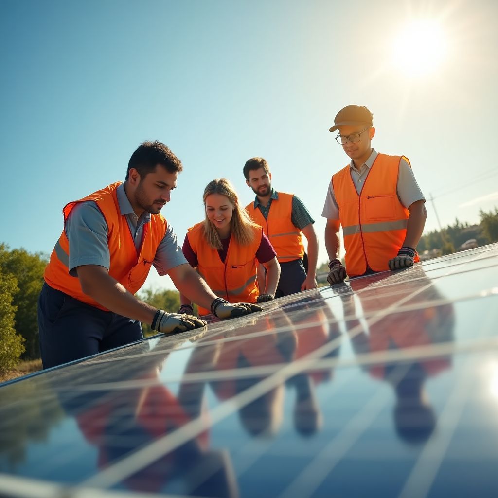 Équipe technique lors d'une installation