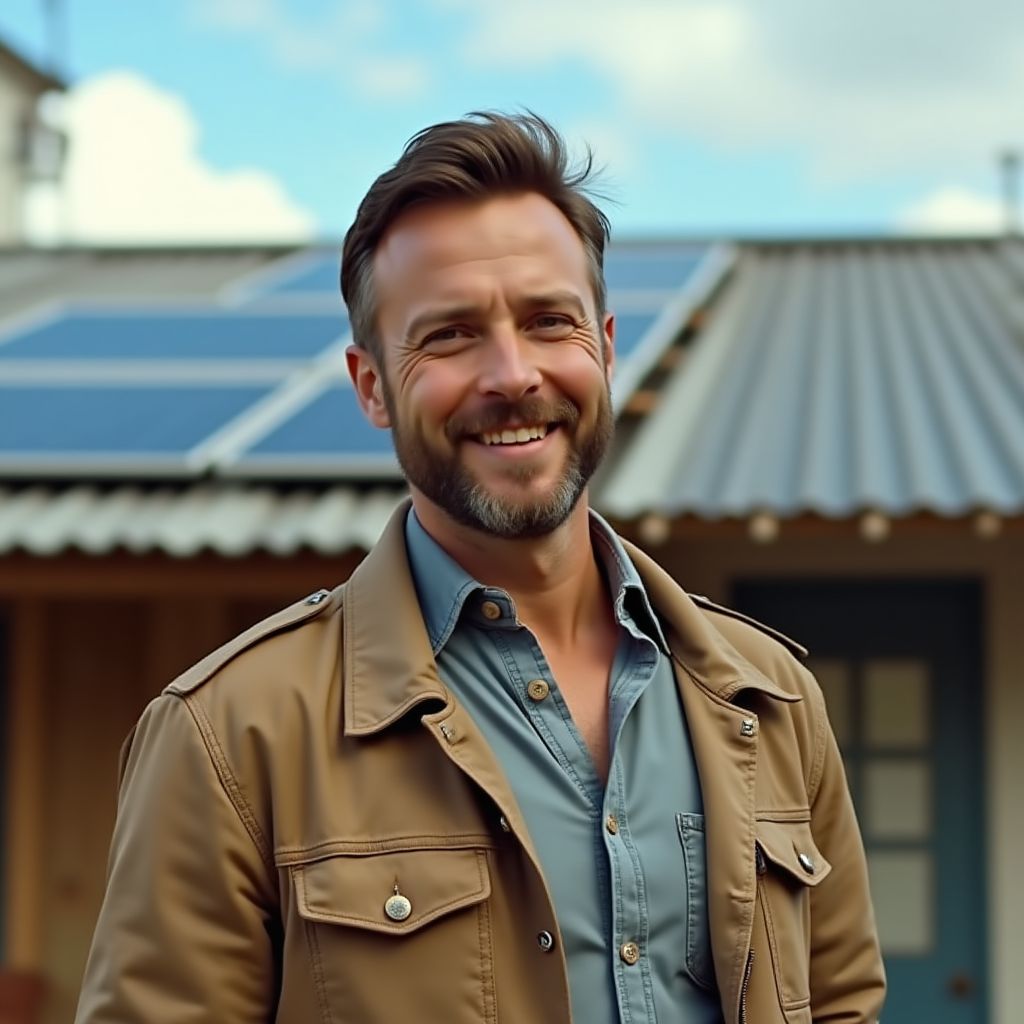 Propriétaire d'entreprise utilisant l'énergie solaire