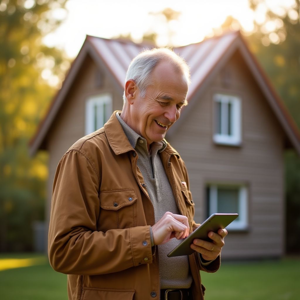 Retraité économisant grâce au solaire